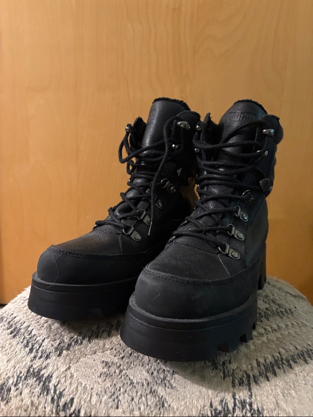 Cougar Black Lace-Up Platform Women's Boots
